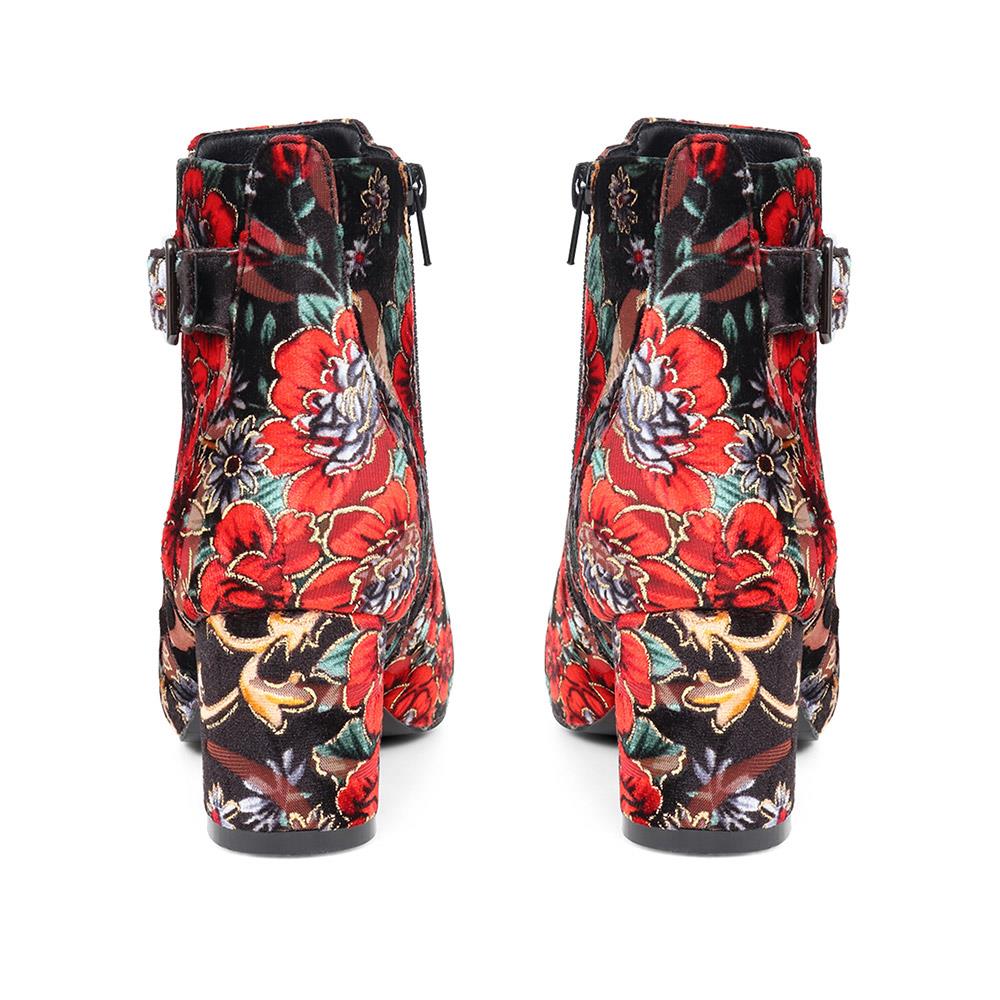 Heeled Buckle Detail Ankle Boots - WBINS38090 / 324 214 - Floral - Image 3