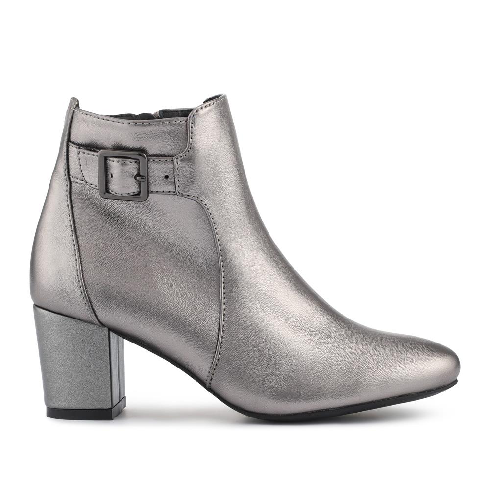 Heeled Buckle Detail Ankle Boots - WBINS38090 / 324 214 - Pewter - Image 2