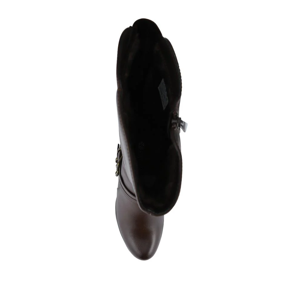 Heeled Calf-Stretch Long Boots - WK42007 / 327 914 - Chocolate - Image 4