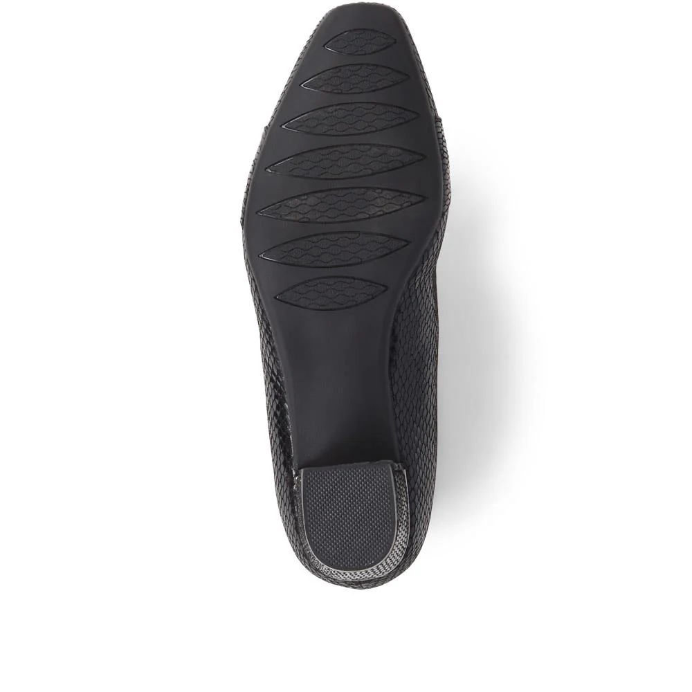 Heeled Court Shoe - WK38019 / 324 234 - Black Snake - Image 5