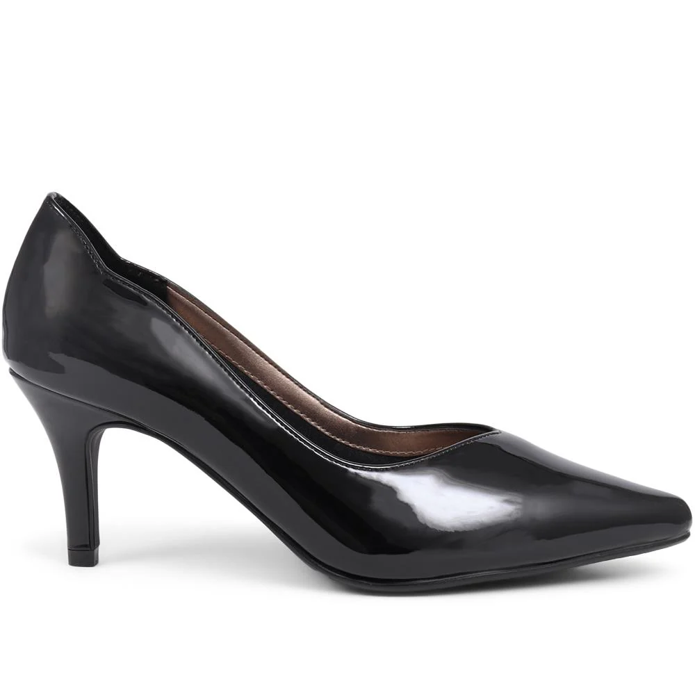 Heeled Court Shoes - AMITY39001 / 325 086 - Black Patent - Image 2