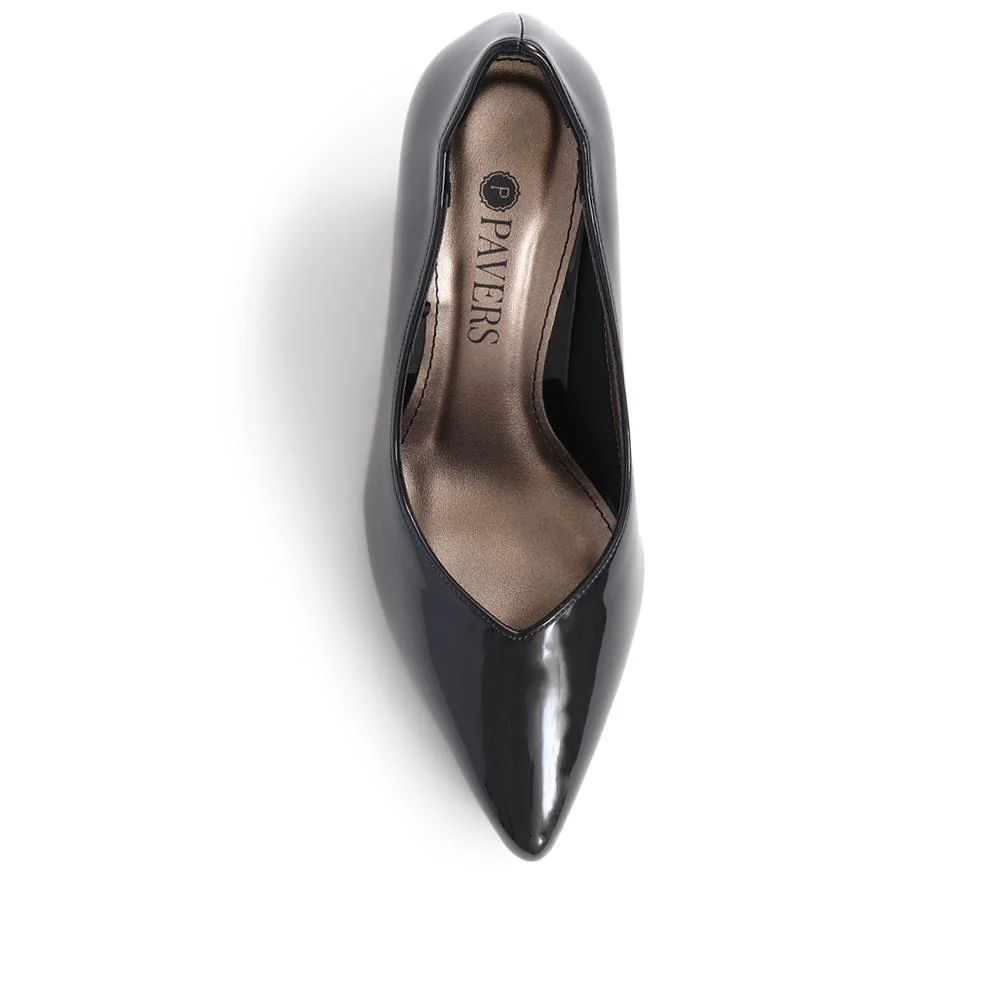Heeled Court Shoes - AMITY39001 / 325 086 - Black Patent - Image 5