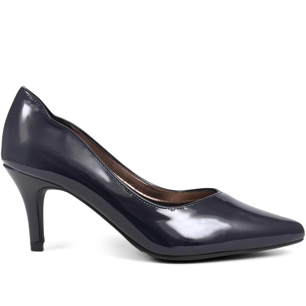 Heeled Court Shoes - AMITY39001 / 325 086 - Navy Patent - Image 2