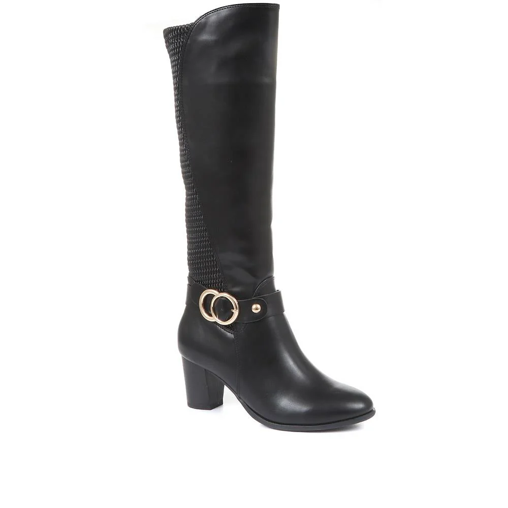 Heeled Knee High Boots - BELTRE34017 / 320 398 - Black