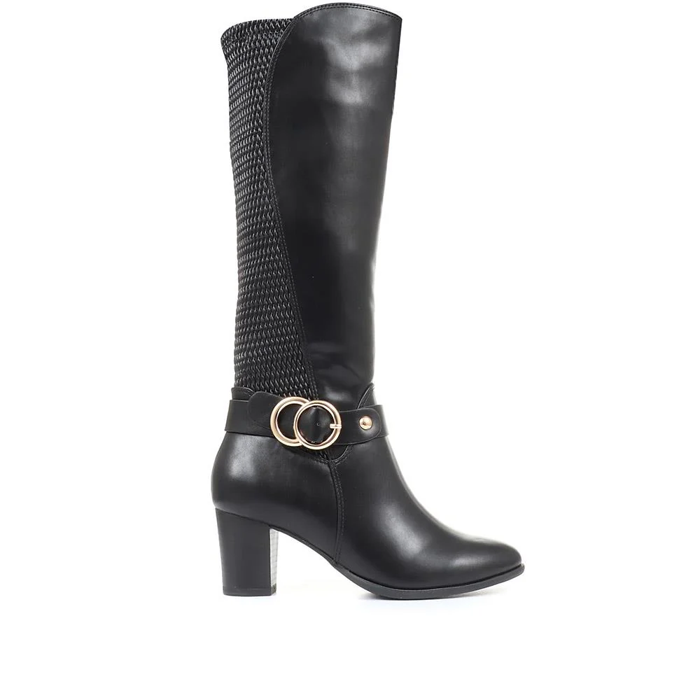 Heeled Knee High Boots - BELTRE34017 / 320 398 - Black - Image 2
