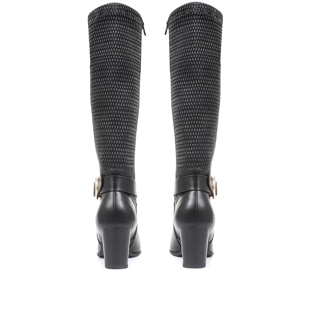Heeled Knee High Boots - BELTRE34017 / 320 398 - Black - Image 3