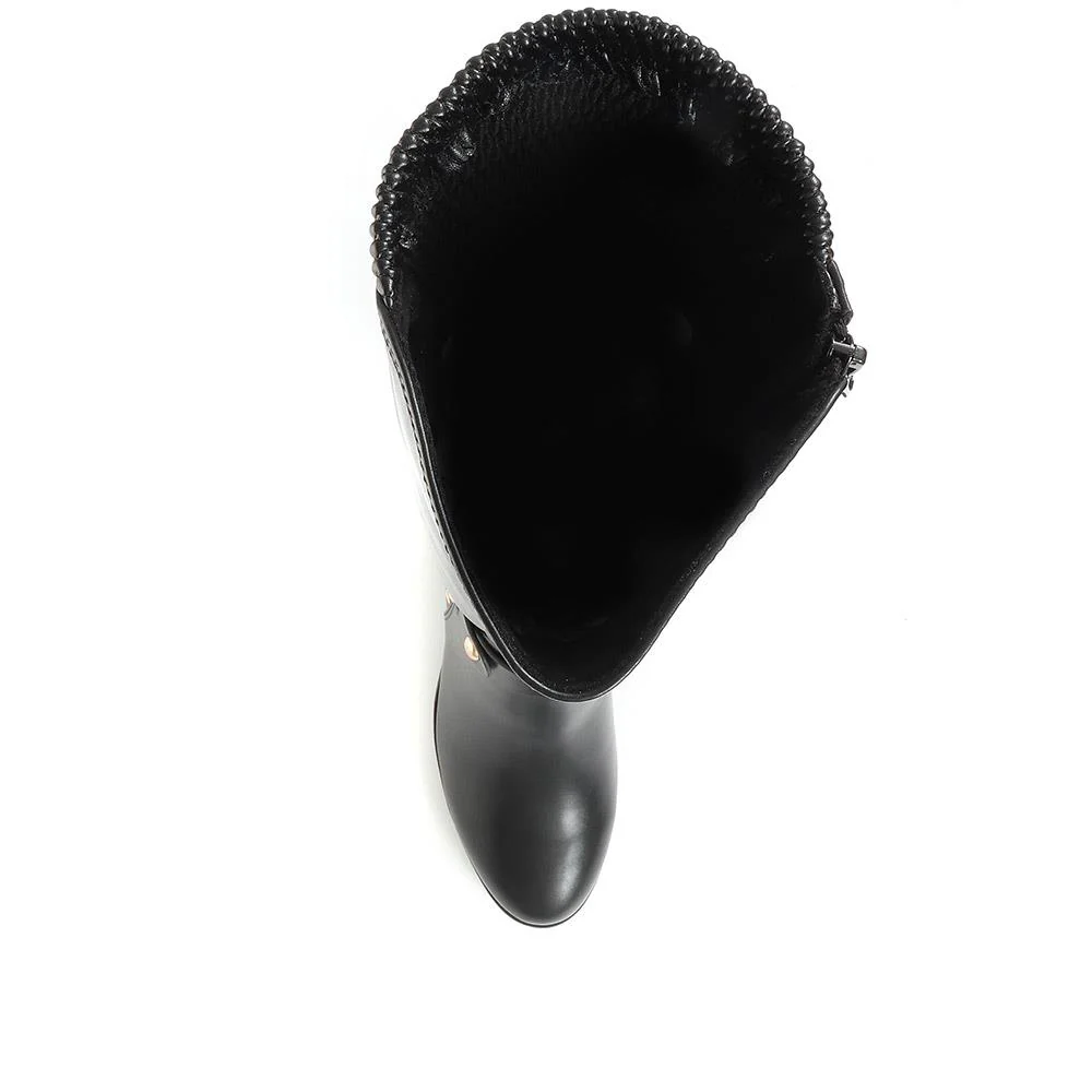 Heeled Knee High Boots - BELTRE34017 / 320 398 - Black - Image 4