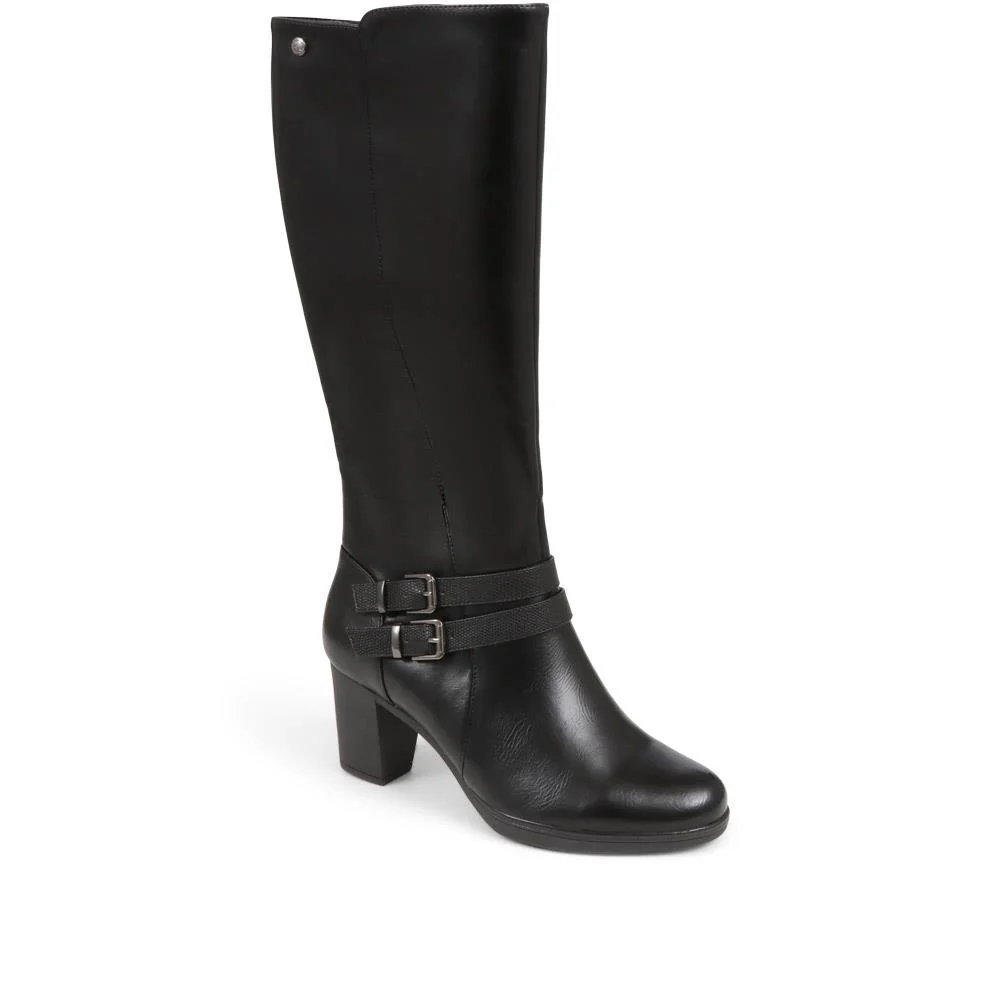Heeled Knee-High Boots - WK38015 / 324 549 - Black