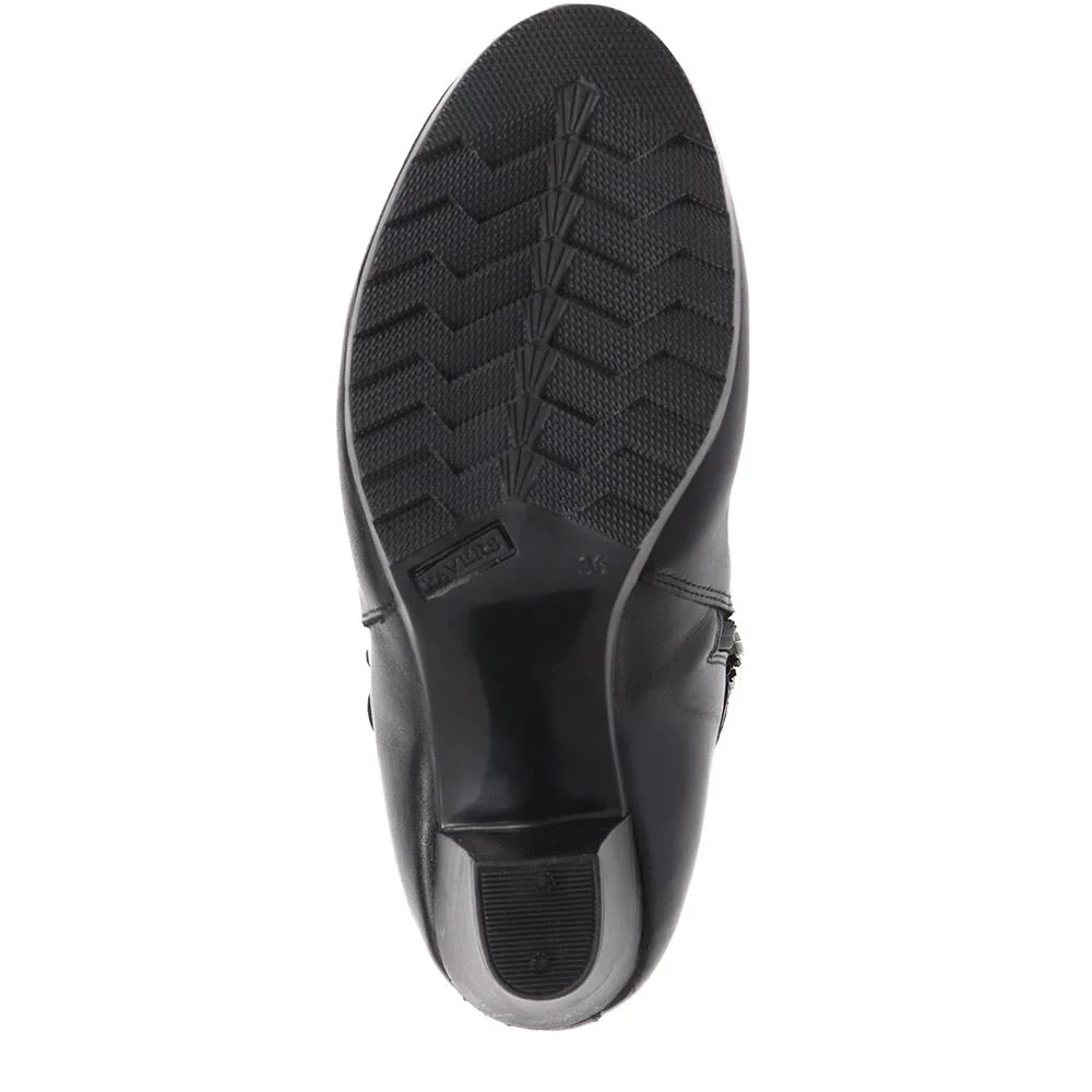 Heeled Leather Ankle Boots - VED40001 / 326 050 - Black - Image 4