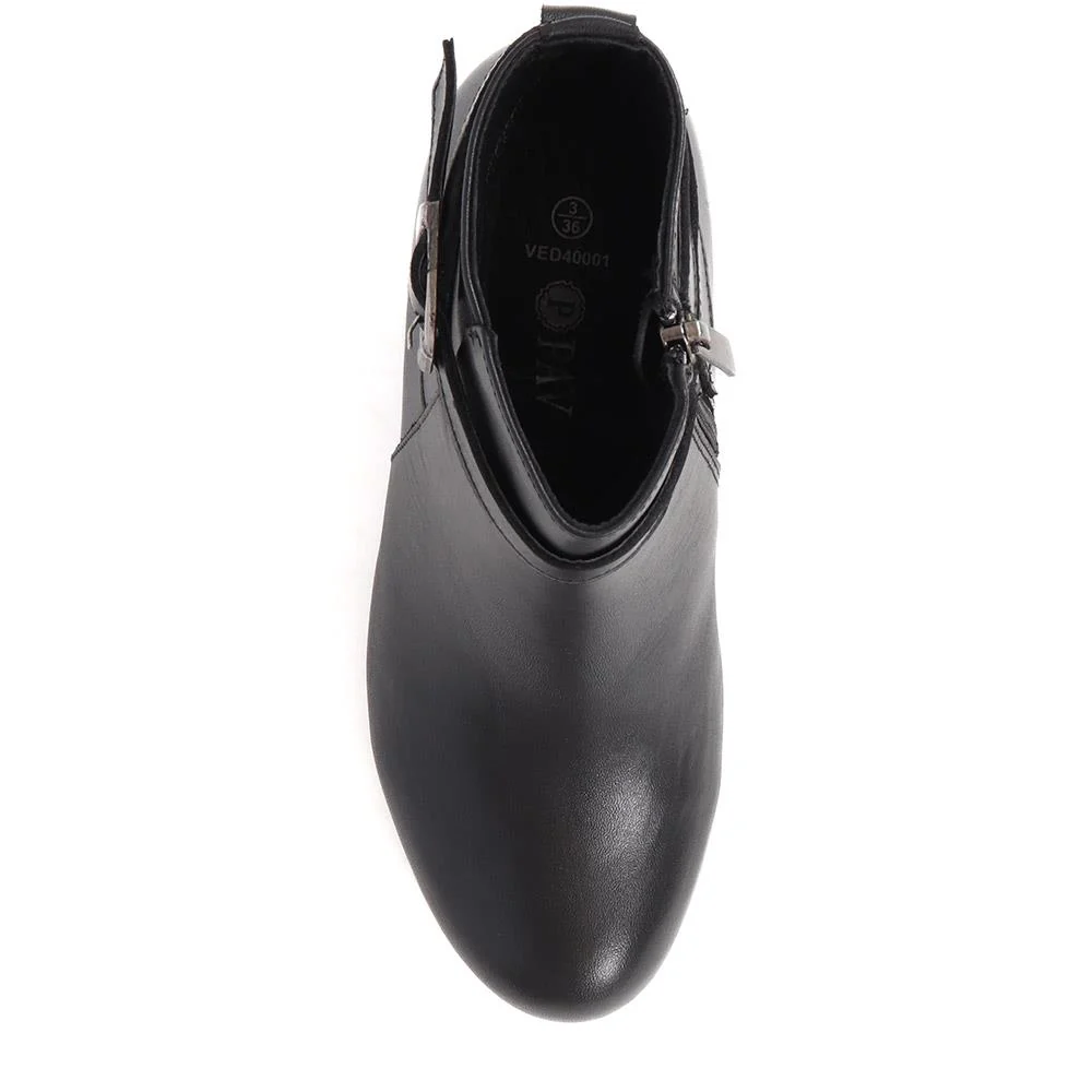 Heeled Leather Ankle Boots - VED40001 / 326 050 - Black - Image 5