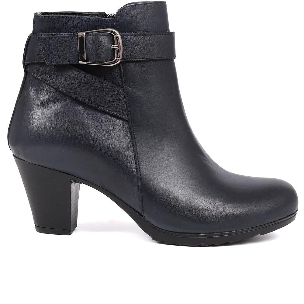 Heeled Leather Ankle Boots - VED40001 / 326 050 - Navy - Image 2