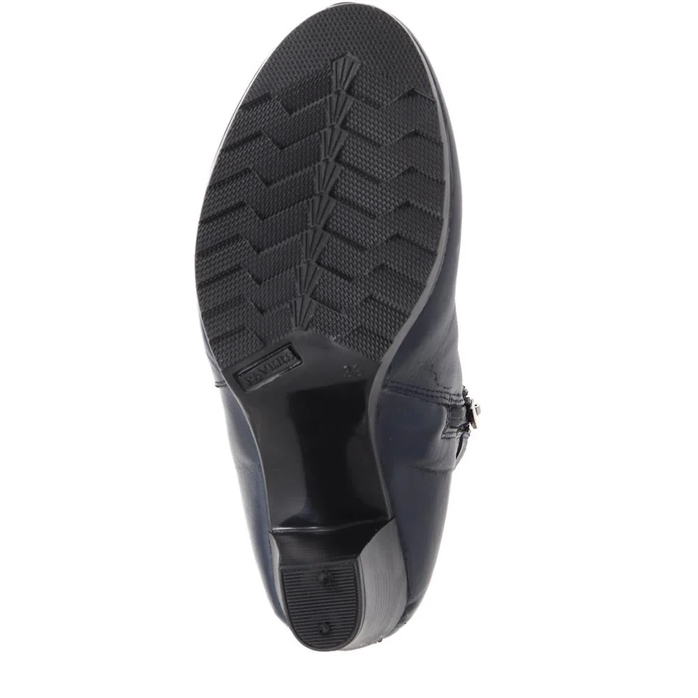 Heeled Leather Ankle Boots - VED40001 / 326 050 - Navy - Image 4