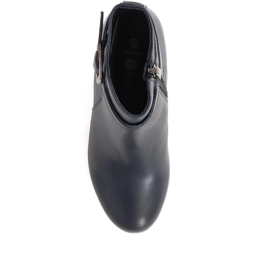 Heeled Leather Ankle Boots - VED40001 / 326 050 - Navy - Image 5