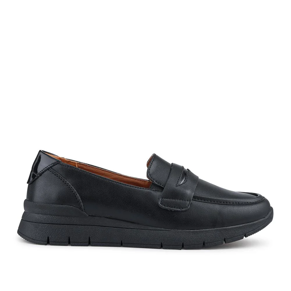 Heeled Leather Penny Loafers - BRK42010 / 328 370 - Black - Image 2