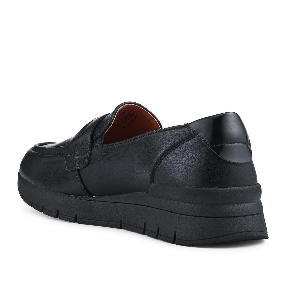 Heeled Leather Penny Loafers - BRK42010 / 328 370 - Black - Image 3