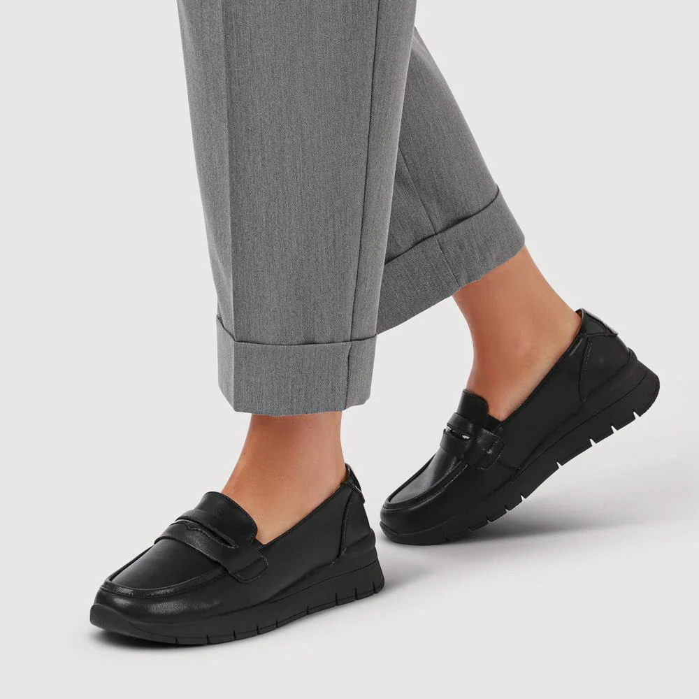 Heeled Leather Penny Loafers - BRK42010 / 328 370 - Black - Image 5