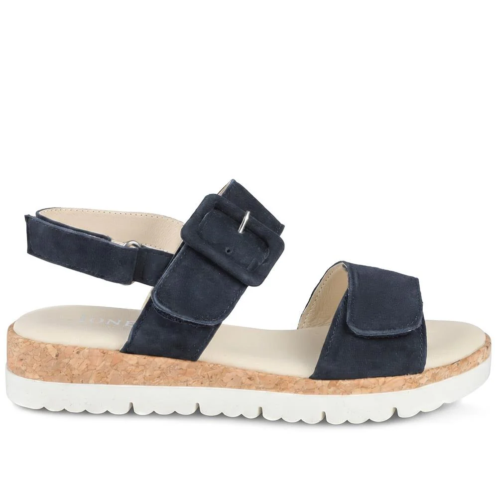 Helene Leather Triple Adjustable Fasten Sandals - HELENE / 329 129 - Navy - Image 2