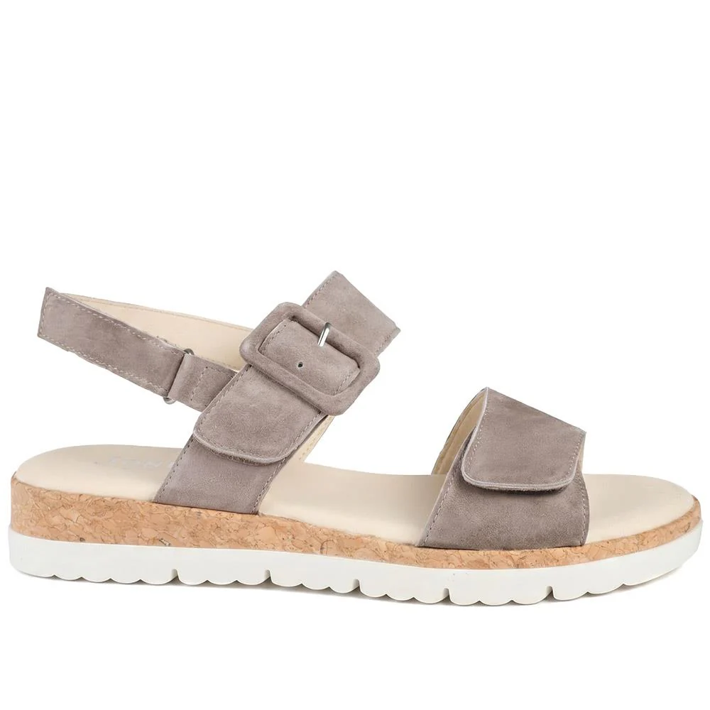 Helene Leather Triple Adjustable Fasten Sandals - HELENE / 329 129 - Taupe - Image 2
