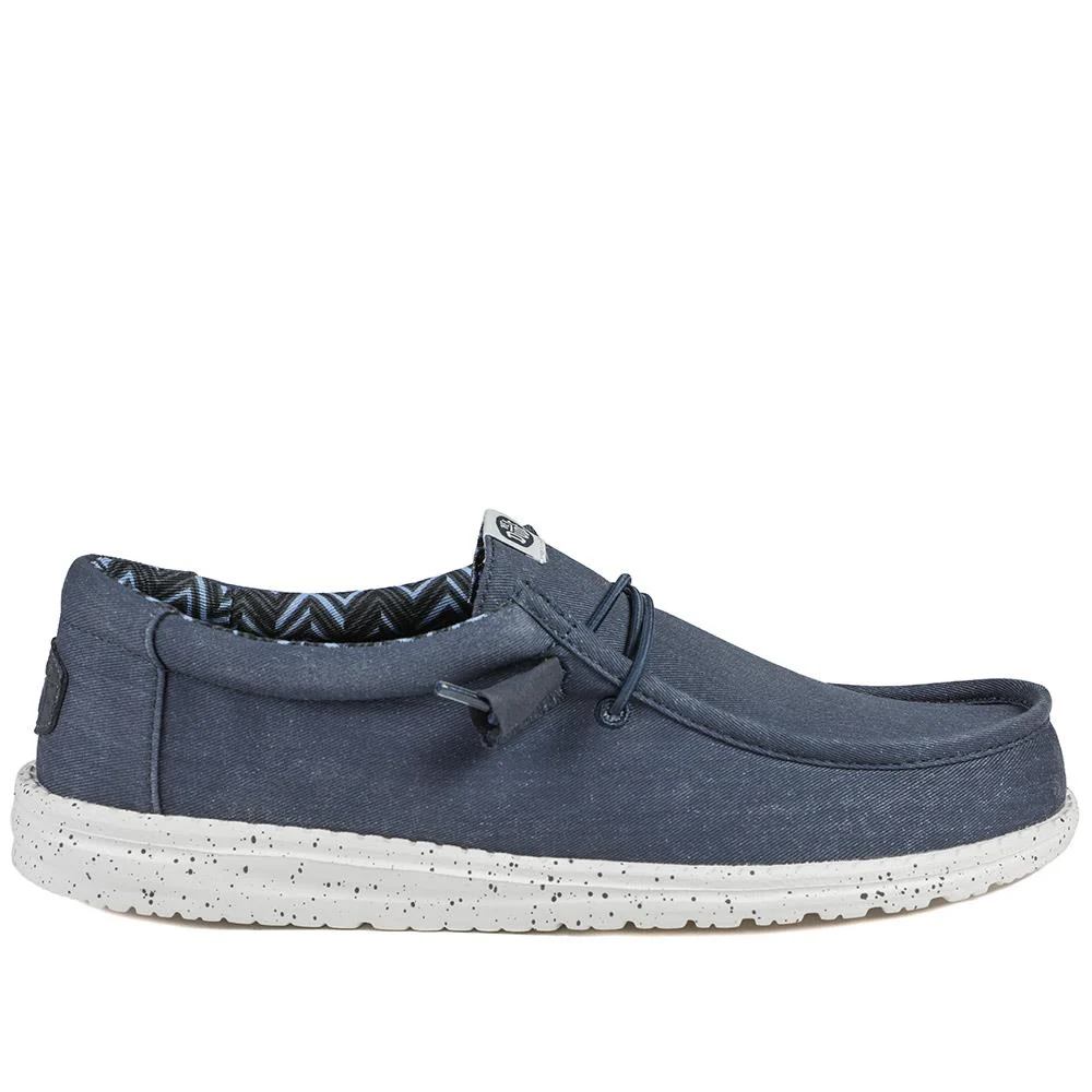 HeyDude Wally Stretch Canvas Shoes - GARD43501 / 329 354 - Navy - Image 3