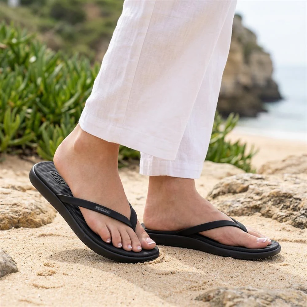 HeyDude Flat Toe Post Flip Flops - GARD43503 / 329 356 - Black - Image 2