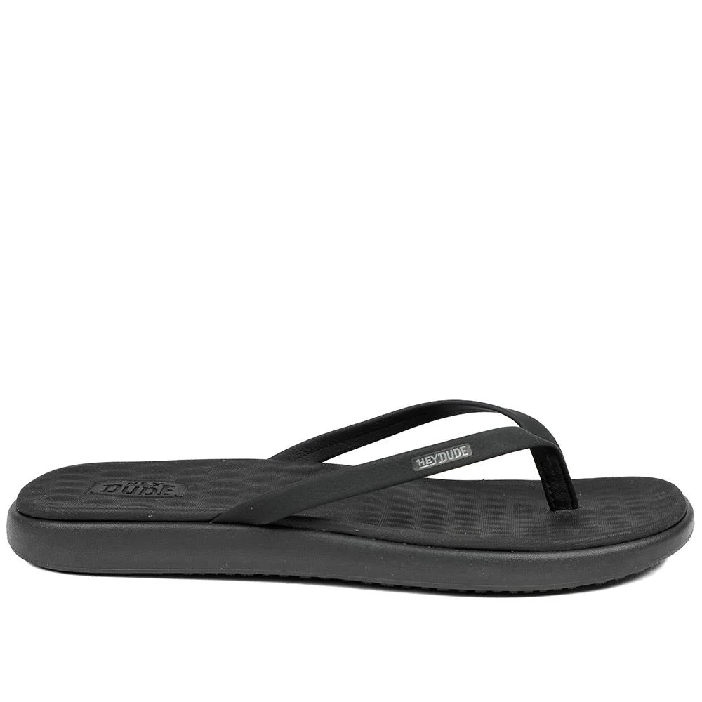 HeyDude Flat Toe Post Flip Flops - GARD43503 / 329 356 - Black - Image 3