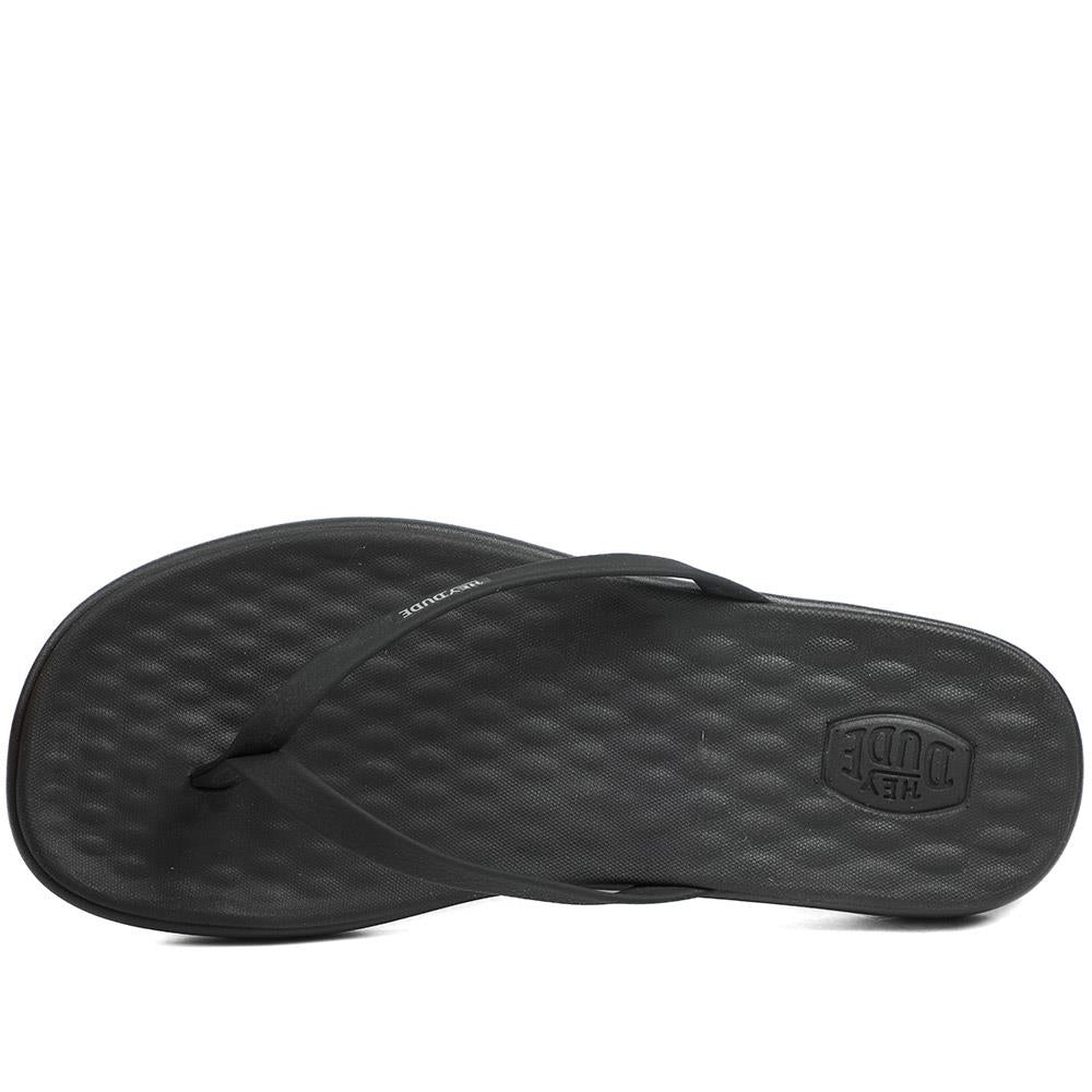 HeyDude Flat Toe Post Flip Flops - GARD43503 / 329 356 - Black - Image 5