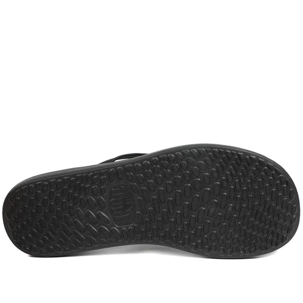 HeyDude Flat Toe Post Flip Flops - GARD43503 / 329 356 - Black - Image 6