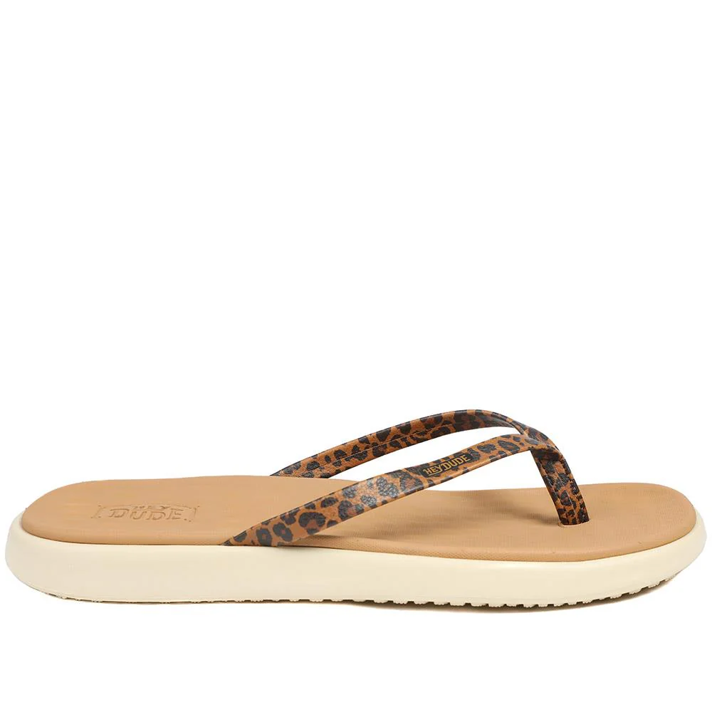 HeyDude Flat Toe Post Flip Flops - GARD43503 / 329 356 - Leopard - Image 3