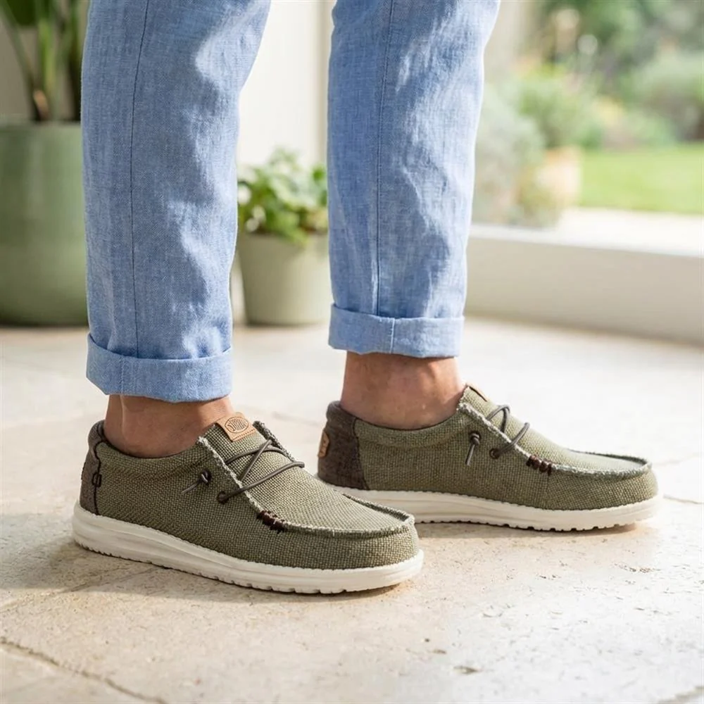 HeyDude Mikka Braided Textile Loafers - GARD43502 / 329 355 - Olive - Image 2