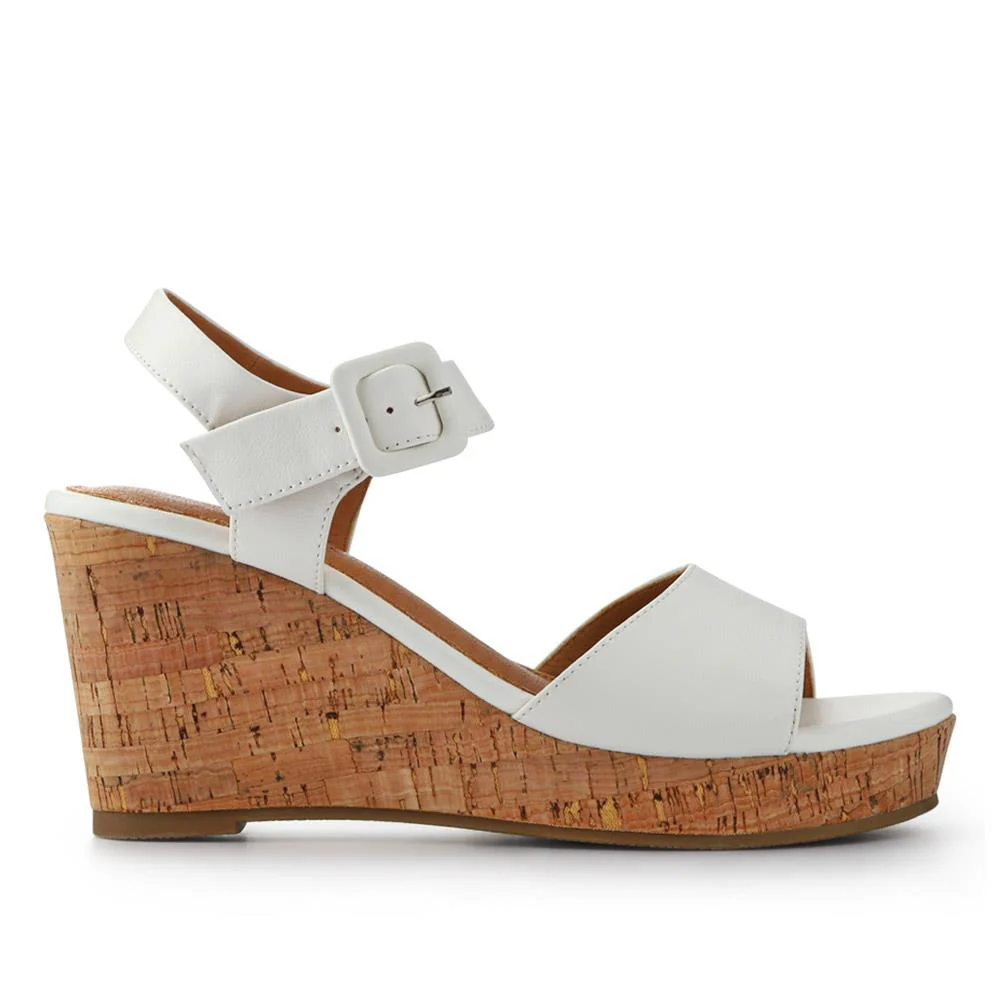 High Buckled Wedge Sandals - WOIL41051 / 327 394 - White - Image 2