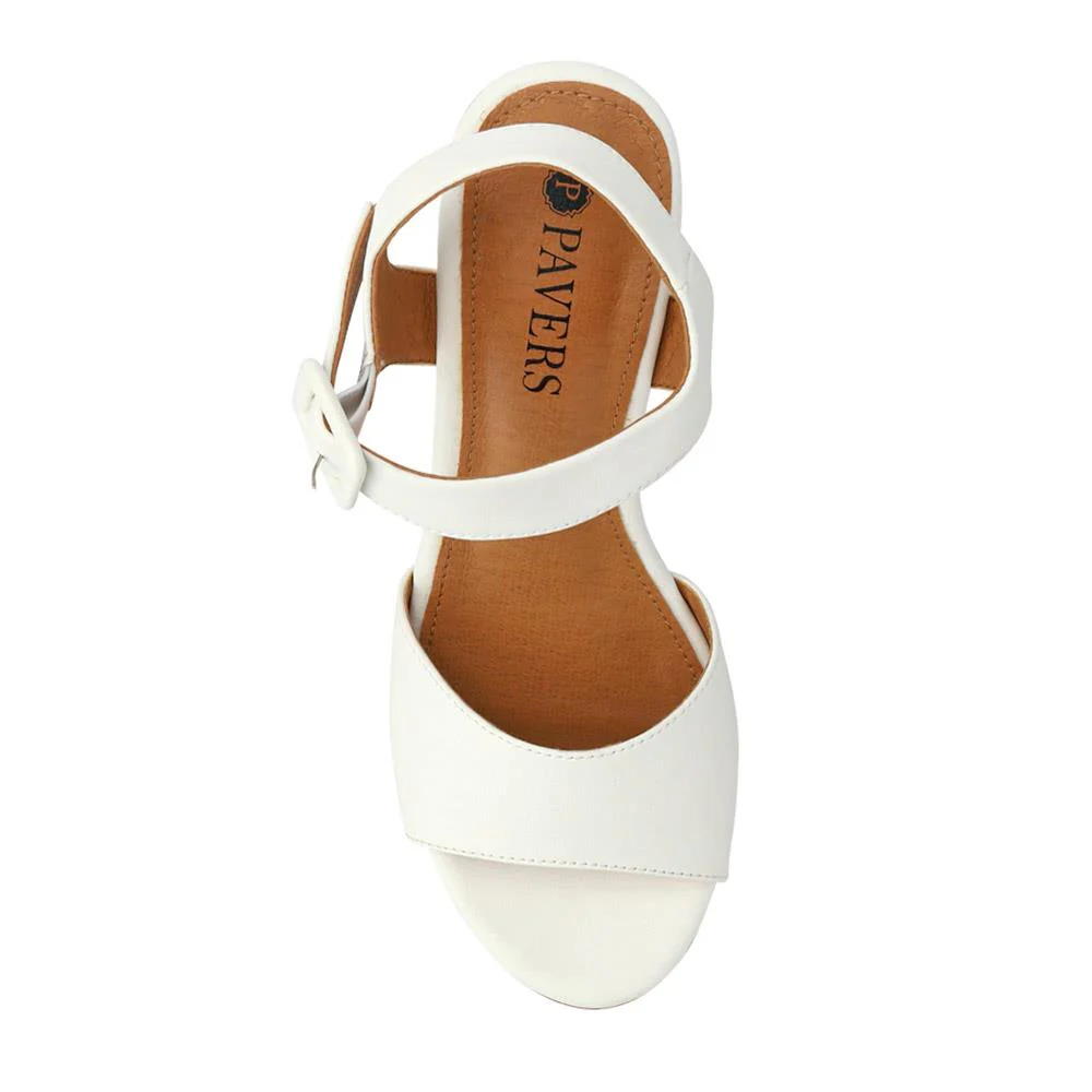 High Buckled Wedge Sandals - WOIL41051 / 327 394 - White - Image 6