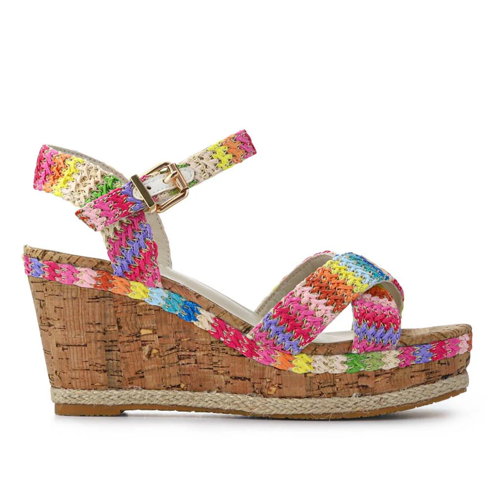 High Wedge Buckled Sandals - WBINS41050 / 327 271 - Multi - Image 3