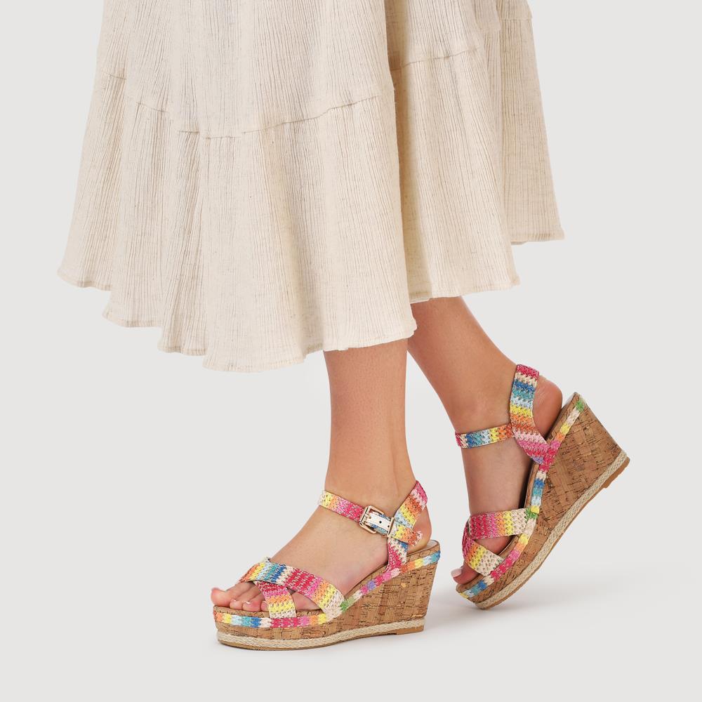 High Wedge Buckled Sandals - WBINS41050 / 327 271 - Multi - Image 6