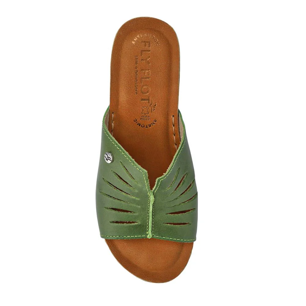 FlyFlot Wedge Heeled Mule Sandals - FLY37057 / 323 225 - Green - Image 5