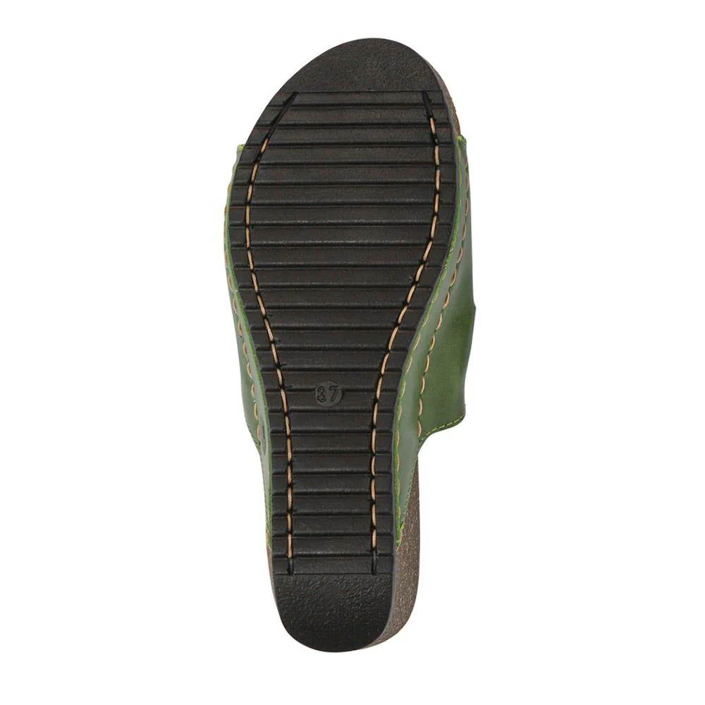 FlyFlot Wedge Heeled Mule Sandals - FLY37057 / 323 225 - Green - Image 6