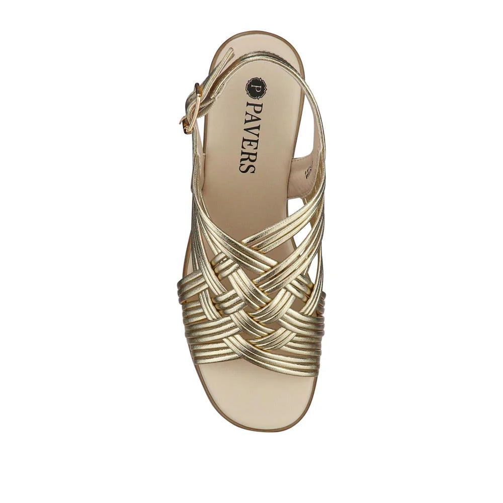 High Wedge-Heeled Sandals - WOIL41048 / 327 232 - Gold - Image 4