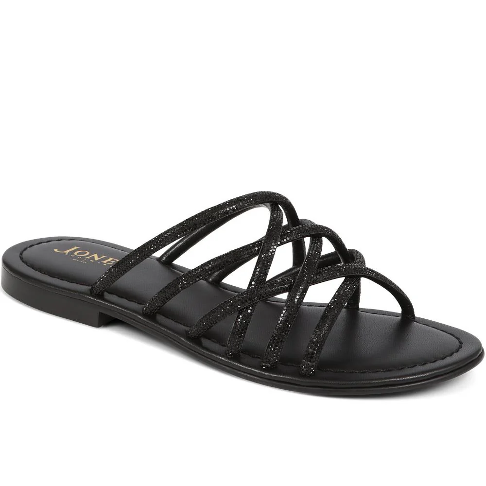 Hira Jewelled Leather Sandals - HIRA / 325 182 - Black