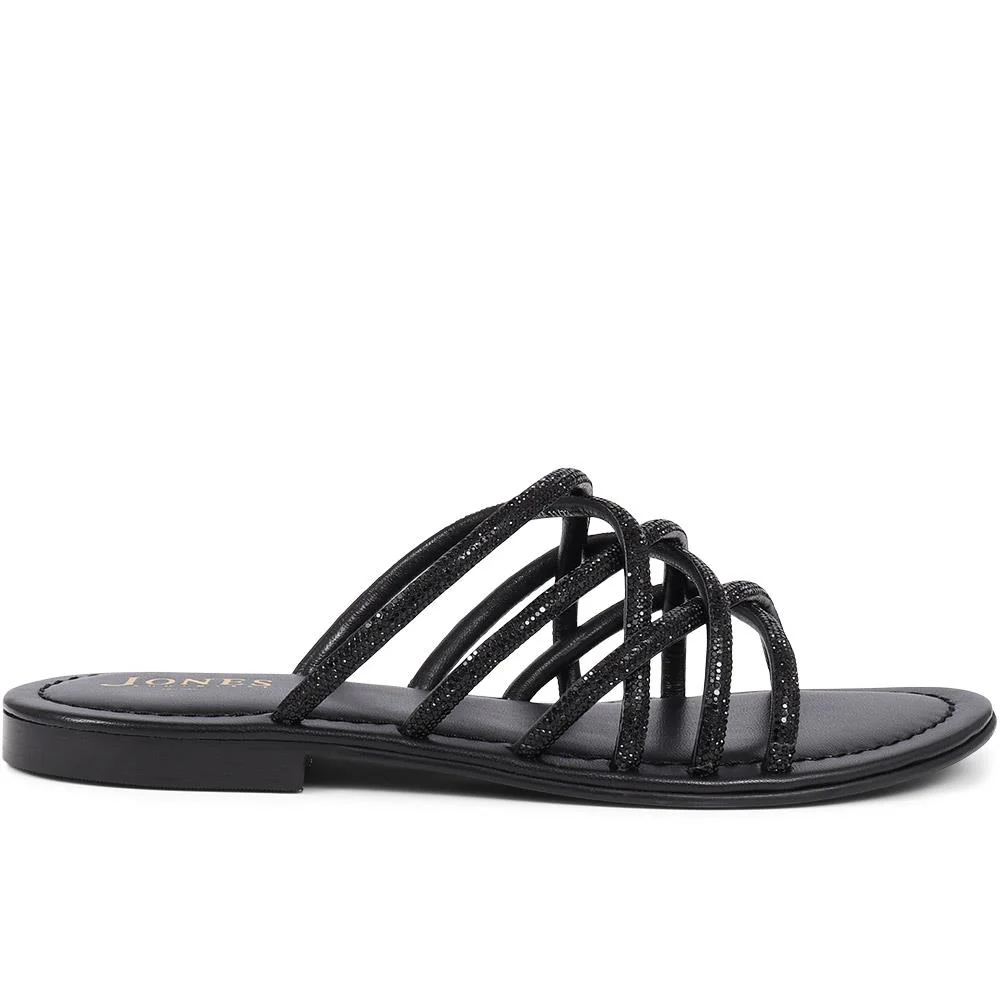 Hira Jewelled Leather Sandals - HIRA / 325 182 - Black - Image 2