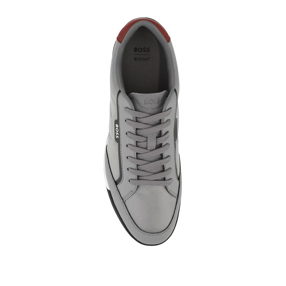 Hugo Boss Mixed-Material Lace Up Trainers - HUGO42502 / 327 808 - Grey - Image 4