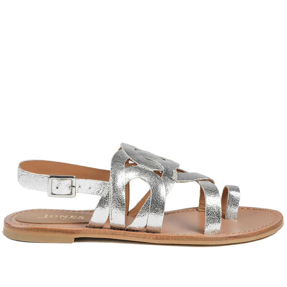 Inara Leather Toe Post Slingback Sandals - INARA / 329 157 - Silver Metallic - Image 2