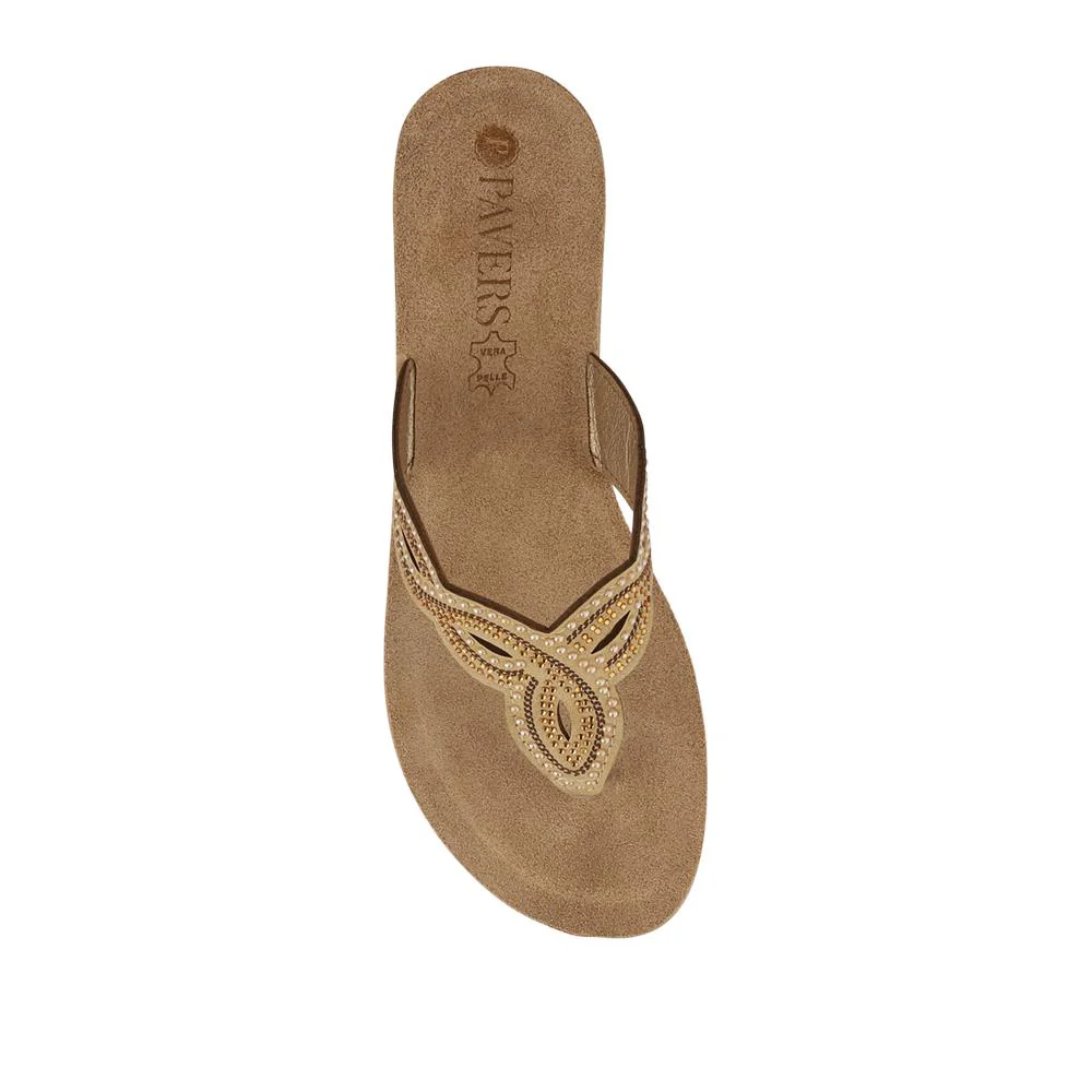 Embellished Wedge Toe Post Sandals - INB41026 / 327 353 - Gold - Image 6