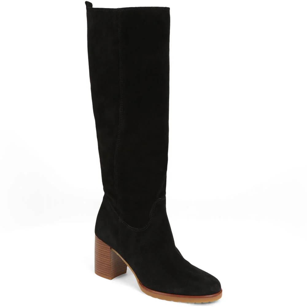 Iona Slouch Suede Knee Boots - IONA / 319 234 - Black Suede