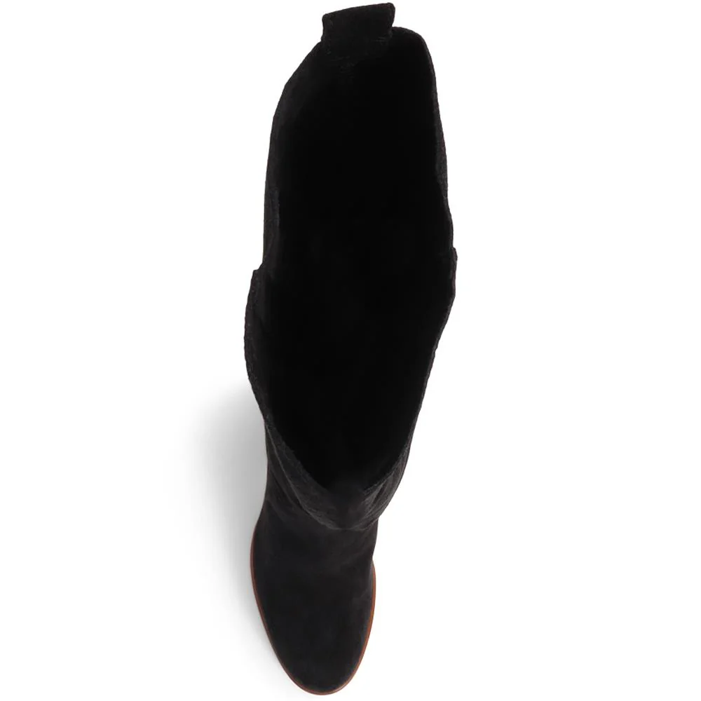 Iona Slouch Suede Knee Boots - IONA / 319 234 - Black Suede - Image 5