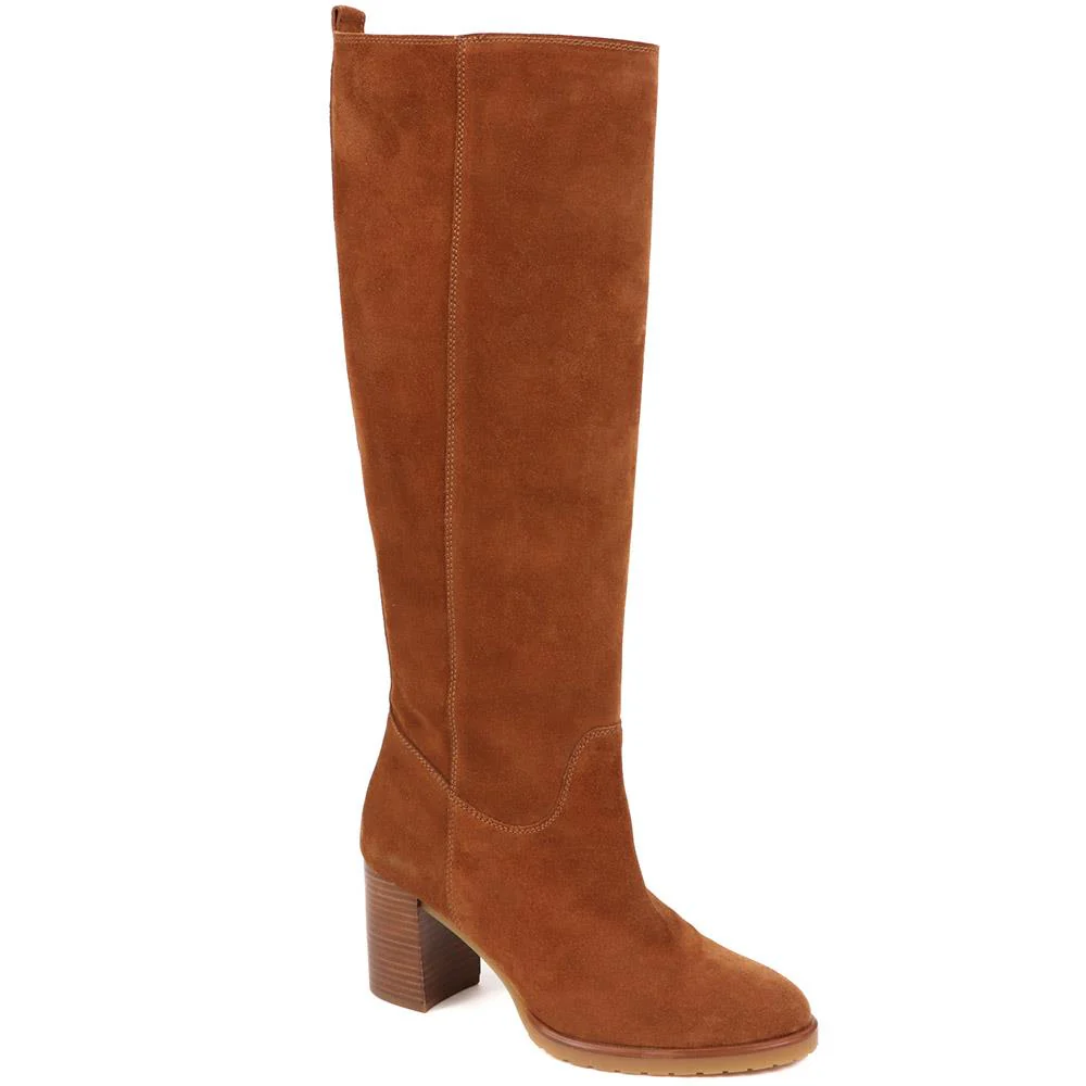 Iona Slouch Suede Knee Boots - IONA / 319 234 - Cognac
