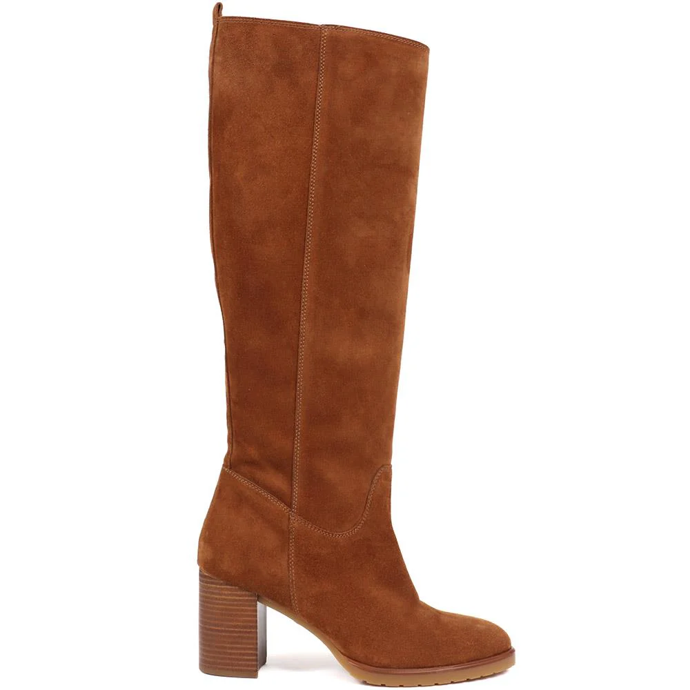 Iona Slouch Suede Knee Boots - IONA / 319 234 - Cognac - Image 2