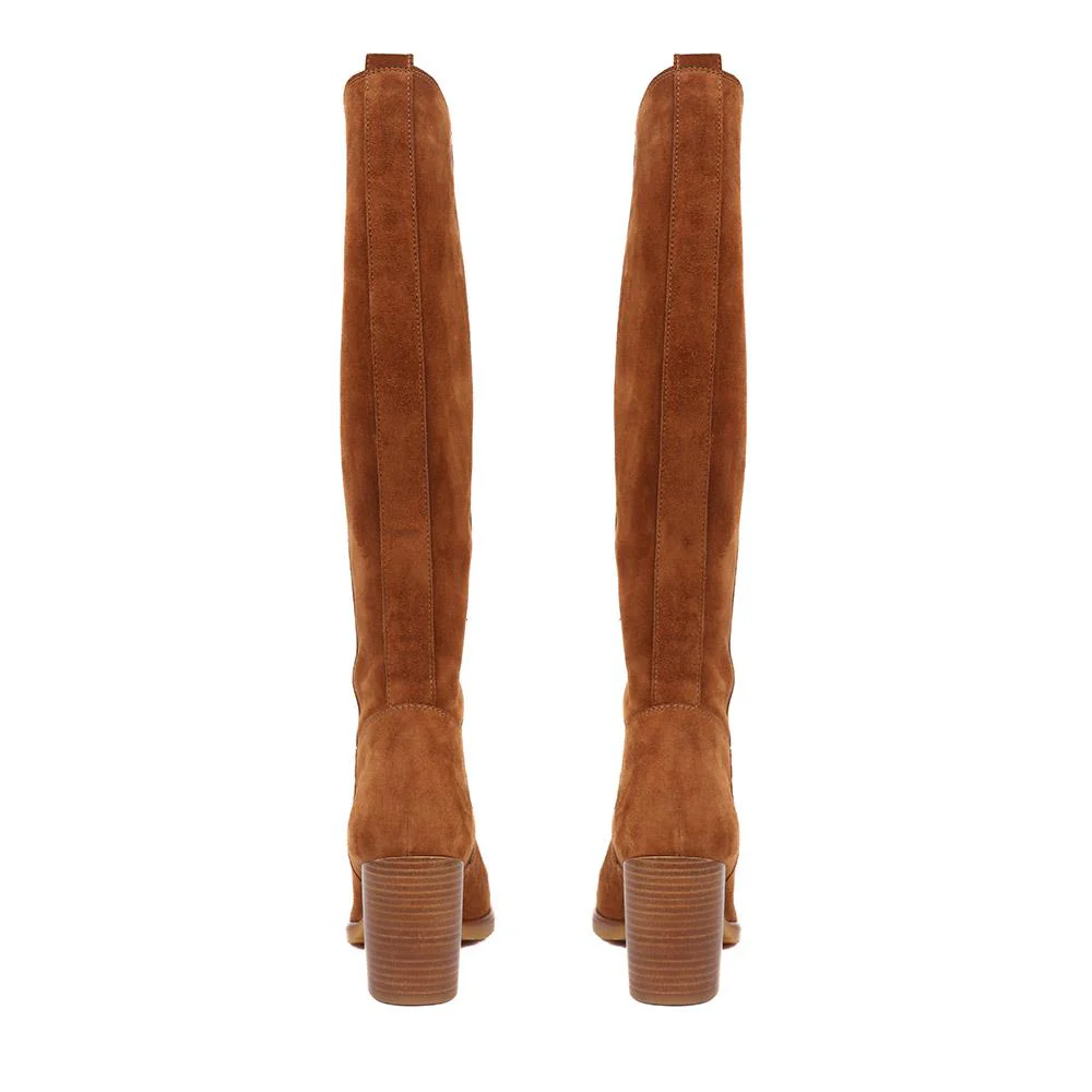 Iona Slouch Suede Knee Boots - IONA / 319 234 - Cognac - Image 3