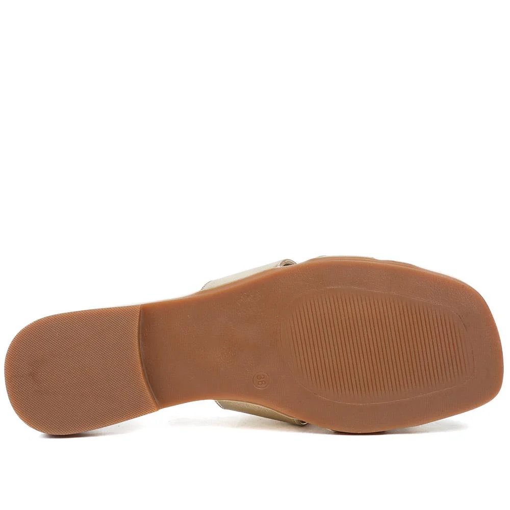 Isa Leather Slip On Sandals - ISA / 328 972 - Gold Leather - Image 5
