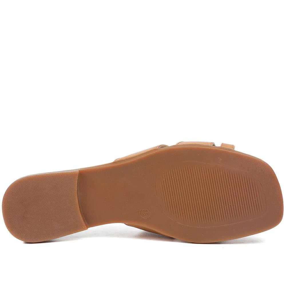 Isa Leather Slip On Sandals - ISA / 328 972 - Tan Leather - Image 5