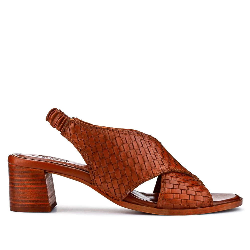 Jaguar Leather Block-Heeled Sandals - JAGUAR / 327 160 - Tan - Image 2