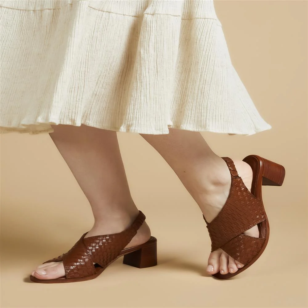 Jaguar Leather Block-Heeled Sandals - JAGUAR / 327 160 - Tan - Image 5